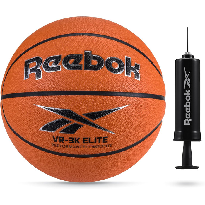 Баскетбольний м'яч Reebok Hi Vis Elite, офіційний розмір, композитна шкіра, нековзкий, з насосом і голкою, серія VR-3K