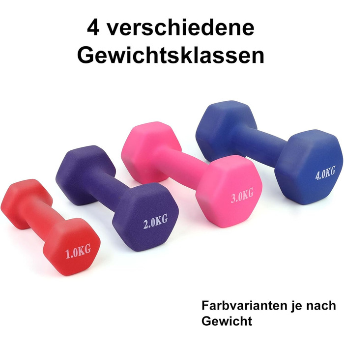 Гантелі wuuhoo® Jackie 2 x 4 кг, неопрена, шестикутні, для фітнесу, силових тренувань, аеробіки, пілатесу, спортзалу та дому