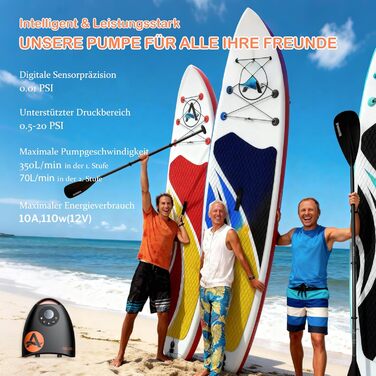 Електрична повітряна помпа 20 PSI для SUP дошок, автоматична помпа високого тиску з автороз'ємом 12V