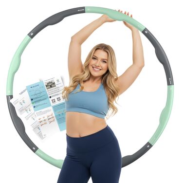Hula Hoop ELANI 90см для схуднення, зелений м'ятний, 1.5кг - фітнес обруч з хвилястою формою та посібником