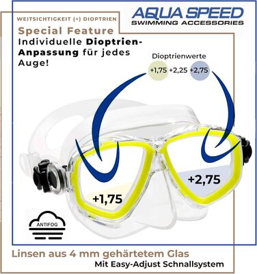 Дайвінг-маска Aqua Speed OPTIC PRO з оптичними лінзами під індивідуальну діоптрійність, для підводного плавання