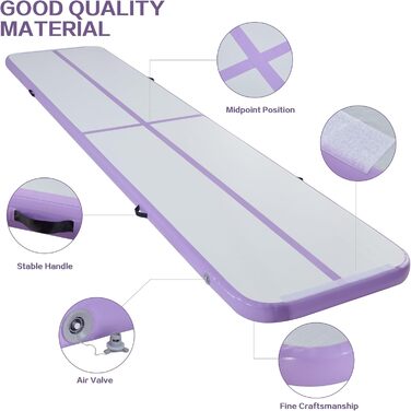 Надувна гімнастична мата LSLIFE для дому: 3м, 4м, 5м, 6м, товщина 10см, з електричним насосом. Підходить для гімнастики, йоги, акробатики, тренувань дітей.