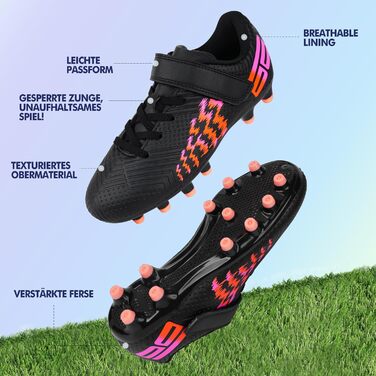 Дитячі футбольні бутси JABASIC для гри на твердих поверхнях, чорні (27 EU)