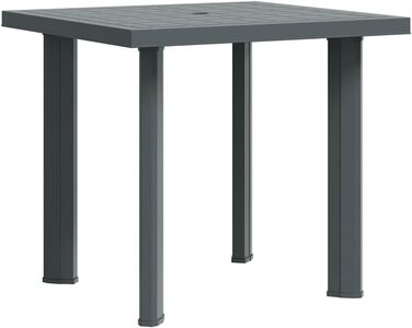 Садовий стіл vidaXL 101x68x72 см, пластик, зелений, з отвором для парасольки, для балкона та саду