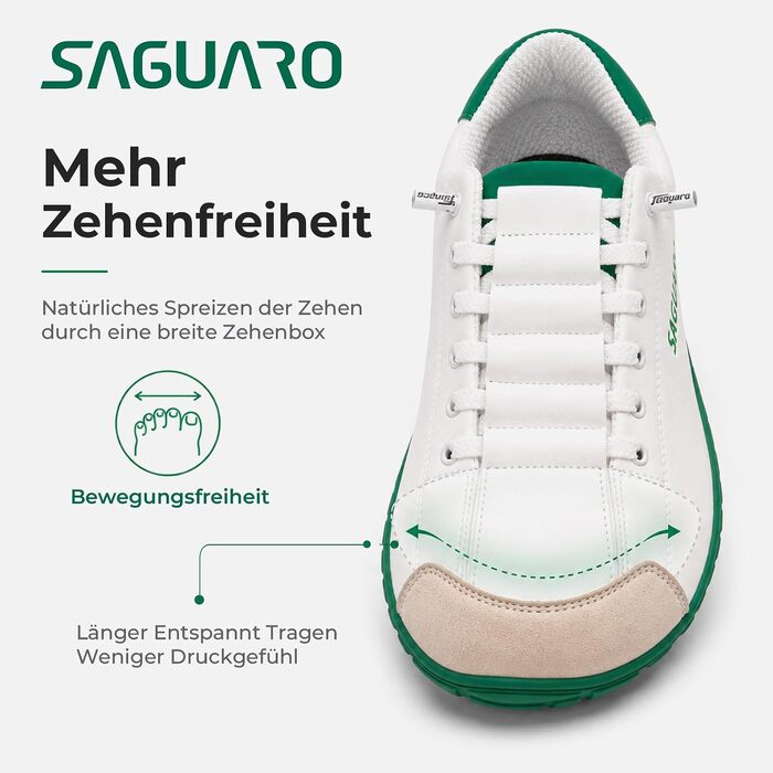 Мінімалістичні кросівки barefoot SAGUARO унісекс з широким носком та підошвою Zero Drop для повсякденного носіння, роботи та подорожей, колір зелений, розмір 43 EU
