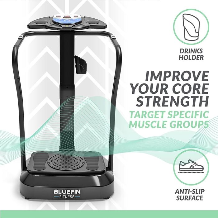 Вібраційна платформа Bluefin Fitness Pro з тихими двигунами та вбудованими динаміками для схуднення й нарощування м'язів вдома