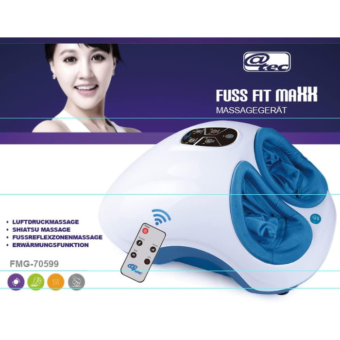 Масажер для ніг Fuss-fit-Maxx з 3D повітряною масажною технологією та функцією нагріву, для рефлексотерапії стоп, з пультом ДК, до 44 розміру взуття