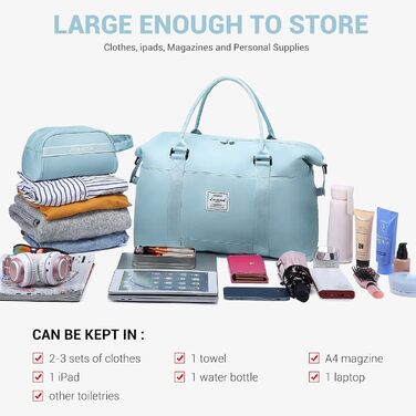 Спортивна сумка LOVEVOOK для жінок: водонепроникна дорожня сумка-мішок, 30L, світло-блакитна