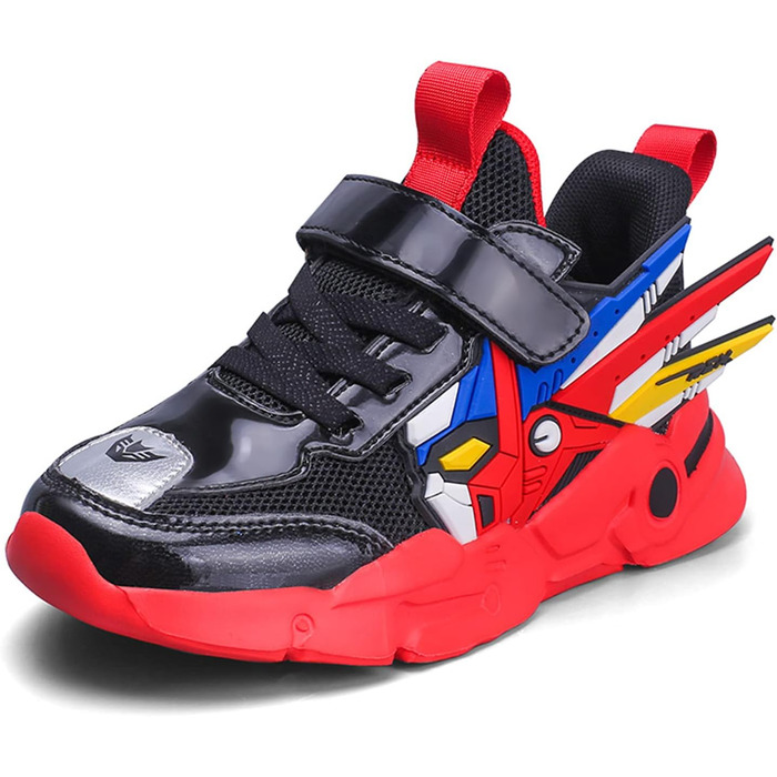 Дитячі кросівки для бігу: легкі спортивні туфлі на липучці для хлопчиків та дівчаток, дихаюча сітка, розмір 27-39, червоні