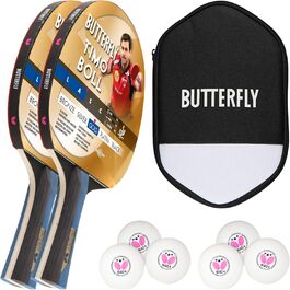 Набір для настільного тенісу Butterfly Timo Boll: 2 ракетки, чохол, 2 м'ячі ITTF G40+ 3★, змагальний комплект