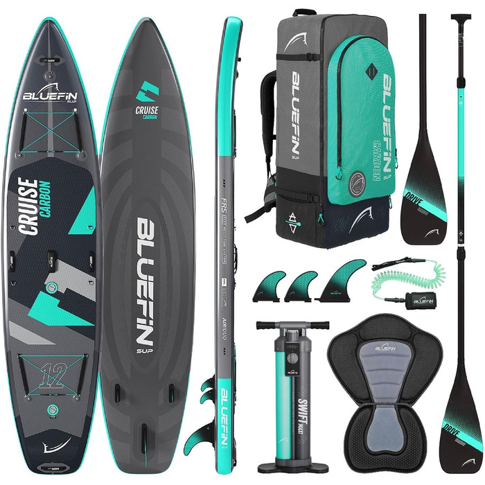 Надувна SUP-дошка Bluefin Cruise 6” з веслом з фібергласу, комплект для каяка, повний набір аксесуарів, гарантія 5 років, різні розміри: для дітей, 10’8, 12’, 15’