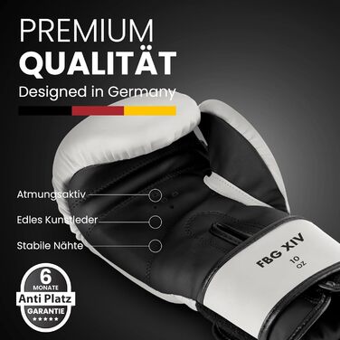 Боксерські рукавички FIGHTR 14 oz, біло-чорні, максимальний захист і стабільність, для боксу, ММА, муай-тай та кікбоксингу, з чохлом