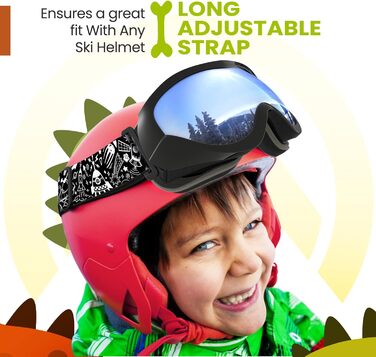 Дитячі лижні окуляри OutdoorMaster з UV-захистом, сумісні з шоломом, для хлопчиків та дівчаток, VLT 10.1%