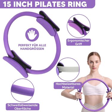 Набір для пілатесу вдома, 5 шт: кільце для пілатесу 38 см та фітбол для ніг, рук та стегон, для схуднення