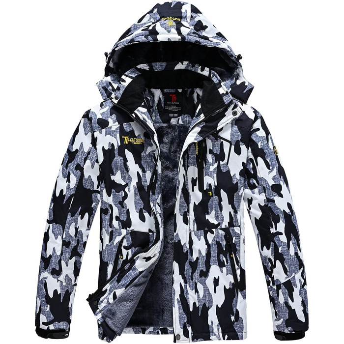 Чоловіча куртка Ysento для катання на лижах та активного відпочинку, зимова, софтшел, водонепроникна, тепла, з капюшоном, камуфляж (XL)