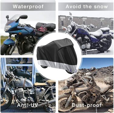 Захисний чохол для мотоцикла 210D Oxford, водовідштовхуючий, для Harley-Davidson, Honda, Suzuki, Yamaha (245 x 105 x 125 см)