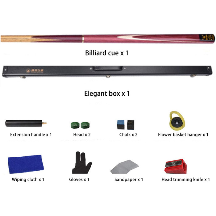 Снукерна кий HIOD, 145 см, 19 oz, з наконечниками 10 мм, ручної роботи