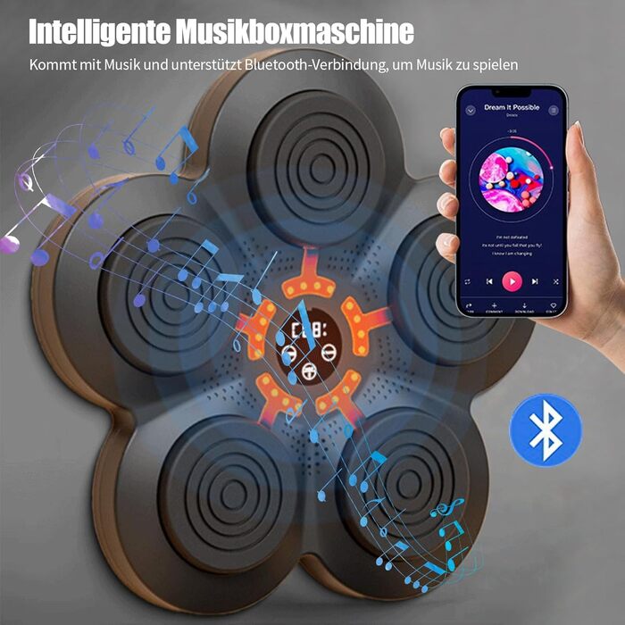 Електронна боксерська груша для стіни з Bluetooth і музикою, для дорослих і дітей