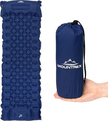 Надувна туристична матрац MOUNTREX Isomatte - Ultraleicht, 700g, з насосом, для кемпінгу та відпочинку на природі (зелений/блакитний)