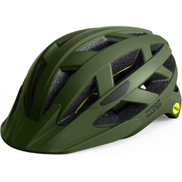 Велосипедний шолом OutdoorMaster MIPS, змінна підкладка, вентиляція, для підлітків і дорослих, гірський та шосейний, 59-61 см, зелений