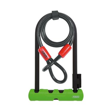 Замок для велосипеда ABUS Ultra 410 з кріпленням SH34-H та тросом Cobra 10/120 - надійний захист рівня 8 (23 см, чорний/зелений)