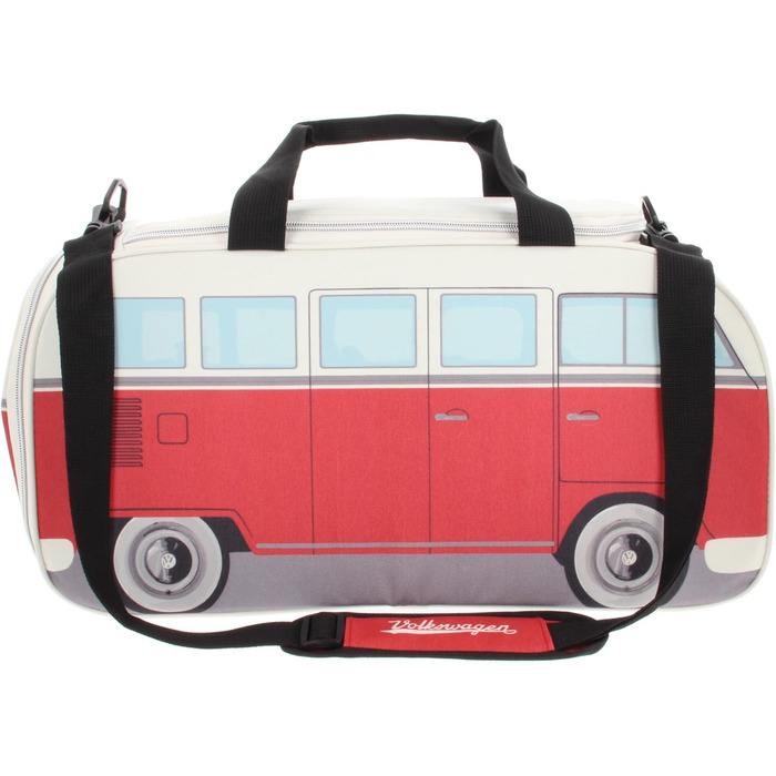 Сумка через плече BRISA VW у вигляді ретро-автобуса Volkswagen T1 Bulli, спортивна, червоно-бежева, 50x25x26 см
