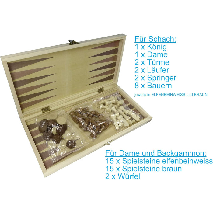 Шахове, шашки та бейсбольне поле 3 в 1 C&T у дерев'яній складаній коробці (33,8 см)