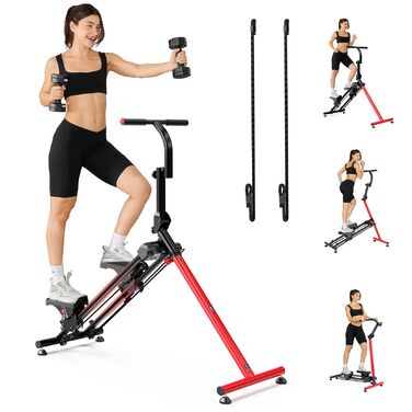 Сходи-степер YOLEO з регульованим опором для дому, складаний, 3 режими тренувань, компактний кардіо-тренажер, великі платформи, 90% зібраний, з ручкою (електричний степер + еластичне тросове навантаження *2)