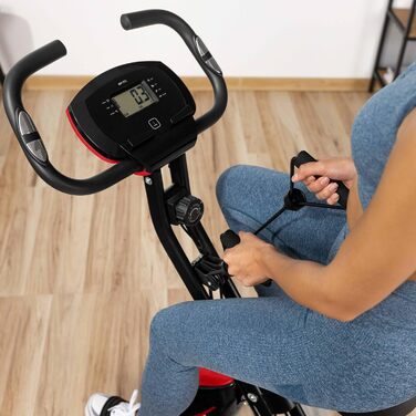 Гімнастичний тренажер Gymtek FX600: складаний велоергометр для дому, до 120 кг, 8 рівнів опору, LCD дисплей (чорний та червоний)