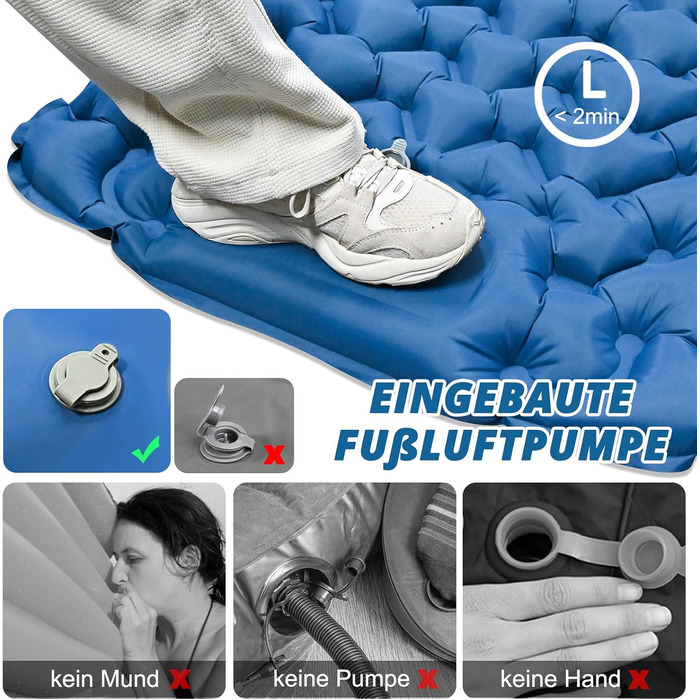 Килимок для кемпінгу Cieex Isomatte двомісний, самонадувний, легкий, водонепроникний з насосом та подушками