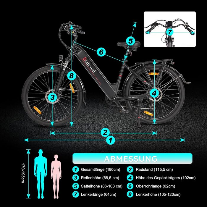 Електровелосипед Bodywel A275 27,5'' 250W/36V 15,6Ah, Bluetooth, гідравлічні гальма, для чоловіків і жінок, запас ходу 70-100 км