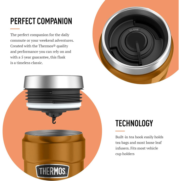 Термокружка Thermos King, нержавіюча сталь, 470 мл, мідне покриття