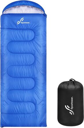 Сплячий мішок Outdoor Sportneer для дорослих та дітей - легкий спальник для кемпінгу, походів, рюкзаків 220x75см, блакитний