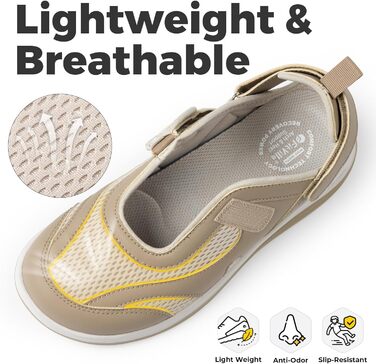 Стріпки FitVille для жінок - широкі сандалії для літа, догляд, Mary Jane з липучкою (36 EU, Хакі)