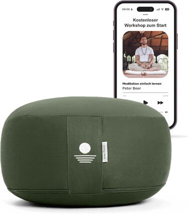 Медитаційна подушка Inner Peace з 100% органічної бавовни та наповнювачем з біо-спельти, кругла подушка для йоги та медитації, антрацит
