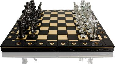 Шахи Master of Chess Spartan 40x40 см, металізована пластикова фігура, дерев'яна дошка, антик Рим, класична настільна гра