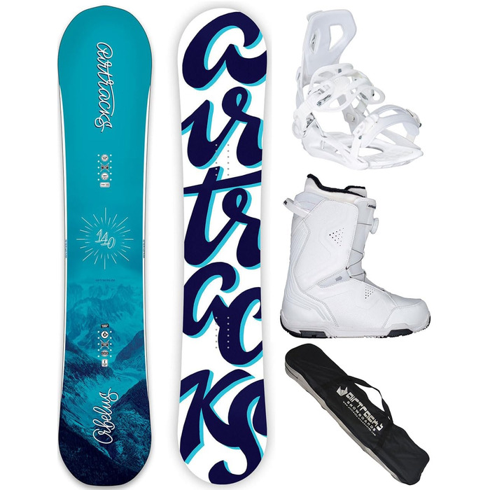 Snowboard Airtracks Orbelus Lady з комплектом: сноуборд, жінчі кріплення Master W Fastec, черевики Strong Atop W, сумка для сноуборду (140-155 см)