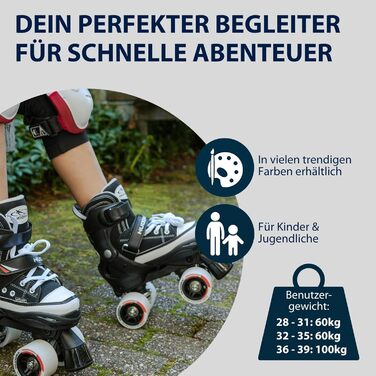 Роликові ковзани Hudora чорного кольору, регульовані, ABEC 3 Carbon, нейлонові черевики, алюмінієвий трюк, розмір 32-35, для дітей та підлітків