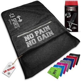 Рушник для фітнесу C.P. Sports: мікрофібра, фіксація, кишеня на блискавці, для тренувань, м'який, великий, 5 кольорів (темно-сірий)