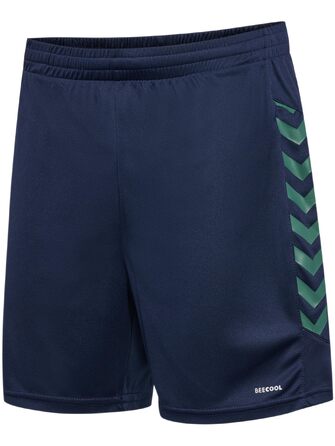 Чоловічі спортивні шорти Hummel Core Poly дихаючі, темно-сині з зеленим (розмір L)