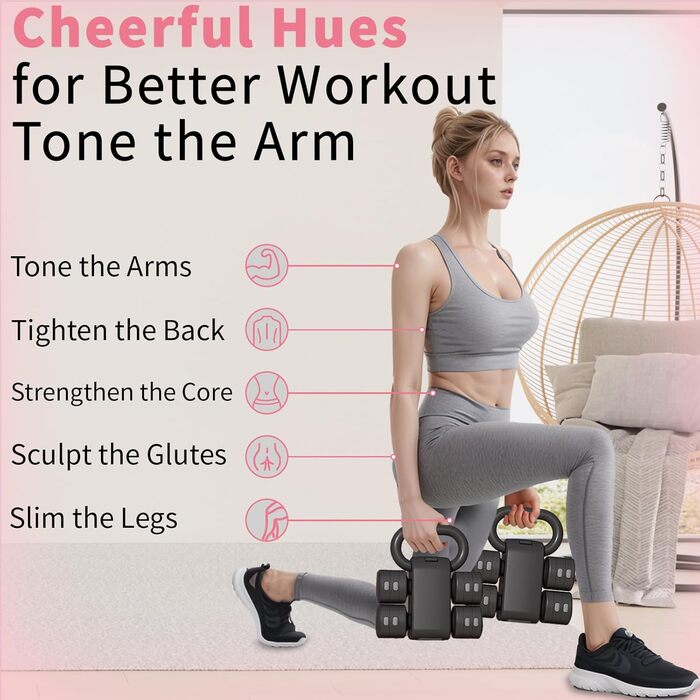 Регульований набір гантелей з кулькою, 4 в 1 (2,5 кг, 3,5 кг, 4,5 кг, 5,5 кг) для жінок, 2 шт. для домашнього фітнесу, тренувань, зелений (чорний)