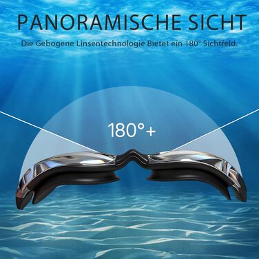 Окуляри для плавання для чоловіків, жінок та дітей. Захист від запотівання та УФ-фільтр. Aqua&Klar (Світло-блакитний & Прозорий)