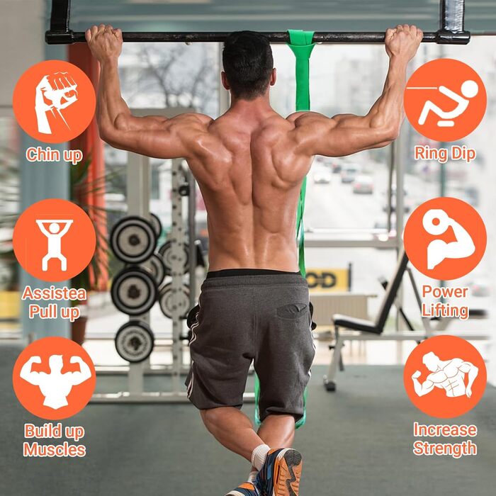 Набір еластичних стрічок для фітнесу з 4 рівнями опору, дверний анкер, 2 ручки та сумка для зберігання - для підтягувань, йоги, розтяжки, силових тренувань та покращення мобільності (з інструкцією)