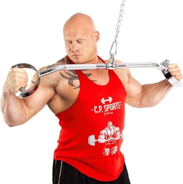 Професійна лат-поперечина C.P.Sports Hufgriff 88 см, SZ-гриф, хромована сталь, для біцепса і трицепса, різні варіації хвату, тренажерний зал, фітнес, силові вправи