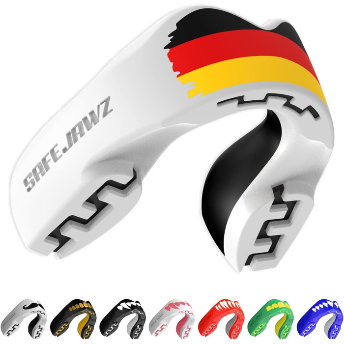 Захист зубів SAFEJAWZ Sport для дорослих та дітей. Капа для контактних видів спорту (ругбі, ММА, бокс, дзюдо, хокей) з прапором Німеччини