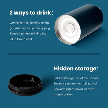 Термос пляшка BOTTLE BOTTLE 1.8 л з трубочкою, пігулочницею, ручкою та кришкою, з нержавіючої сталі для спорту та подорожей, темно-синя