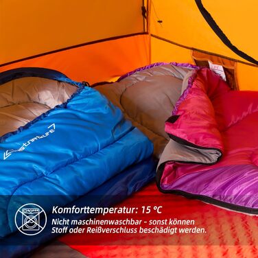 Спальний мішок Clostnature Легкий для кемпінгу – Outdoor, для дорослих, жінок, чоловіків, 1.3 KG, фіолетовий, з блискавкою зліва