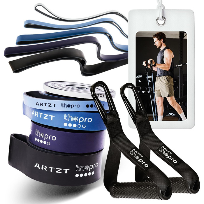 Набір еластичних стрічок для фітнесу ARTZT thepro: 5 рівнів опору, для силових тренувань, розтяжки та реабілітації, Loop Band 208 см