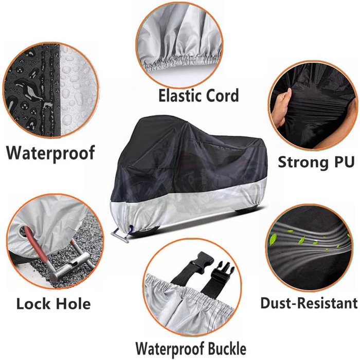 Водонепроникний чохол для мотоцикла з отворами для замка та мотоциклетною сумкою (Harley Davidson, Honda, Suzuki, Kawasaki, Yamaha)
