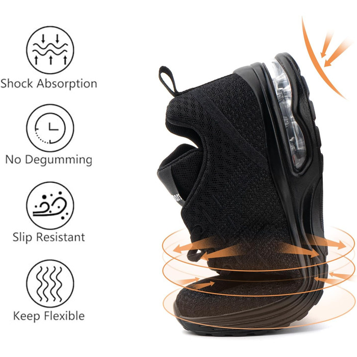 Жіночі кросівки для бігу Hitmars: спортивне взуття з повітряною подушкою, дихаюче, з неслизькою підошвою, легкі, для бігу по вулицях, для фітнесу, ходьби, розміри EU 36-42, чорний колір